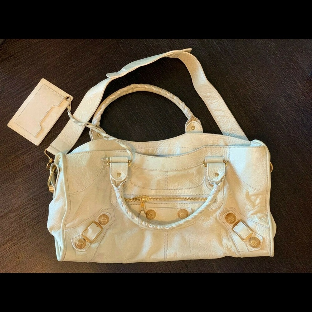 BALENCIAGA White Part-Time Satchel Handbag